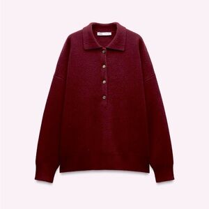 Zara oversized wool polo shirt